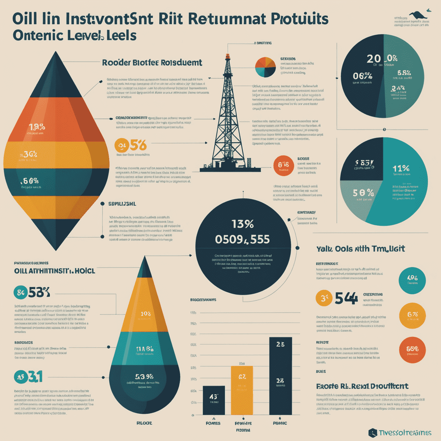 Infographic showing different oil investment options with their potential returns and risk levels